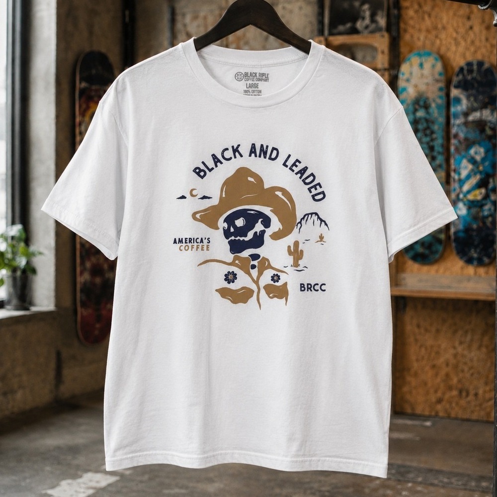 Womens Black Rifle Coffee Company BRCC Skeleton Cowboy Tee White Large